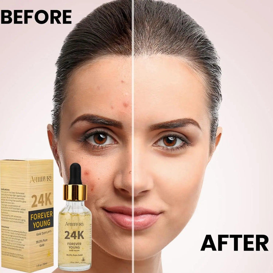 Ammuri 24K Gold Face Serum - Anti-Aging Collagen Booster Dark Circle Treatment