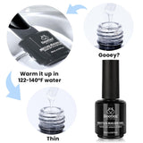 Beetles Dew Glow clear builder gel being applied to a nail