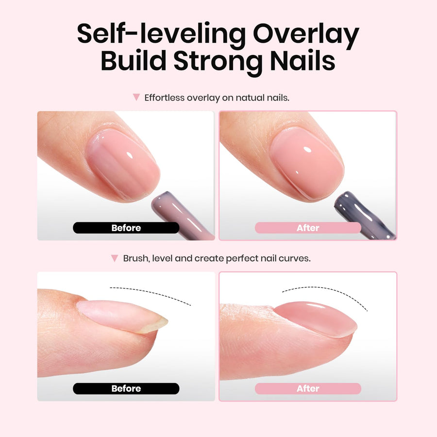 At-home application of Beetles nude rubber base builder gel