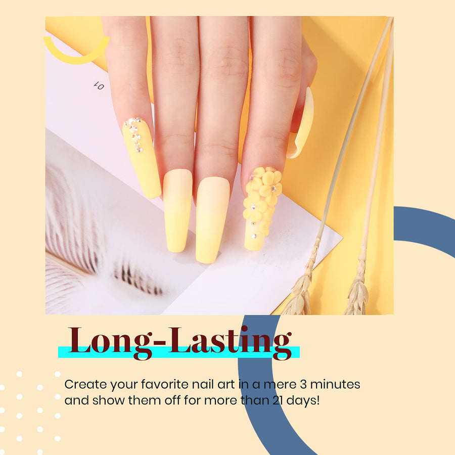 Beetles Lemon Chiffon gel polish with UV LED nail lamp