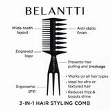 Belantti wide tooth comb benefits for curly, coily and textured hair
