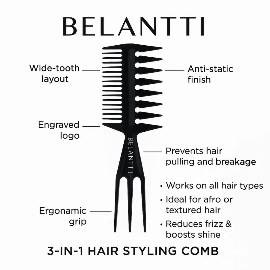 Belantti wide tooth comb benefits for curly, coily and textured hair