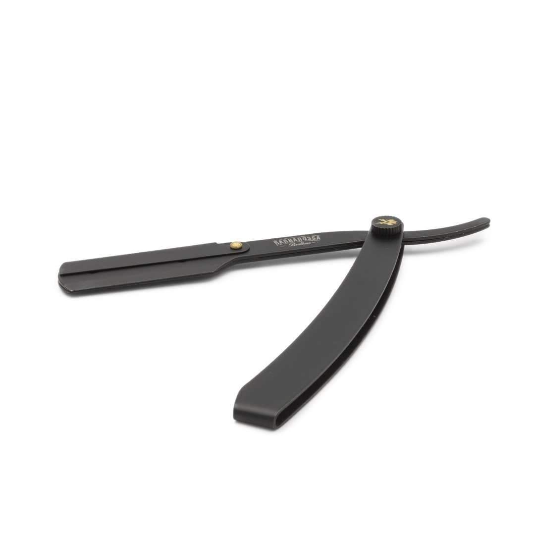 Cut Throat Razor - The Jolly Roger Black - Stainless Steel Barbarossa Brothers