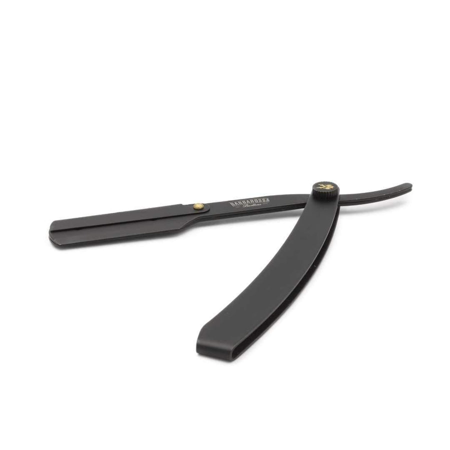 Cut Throat Razor - The Jolly Roger Black - Stainless Steel Barbarossa Brothers