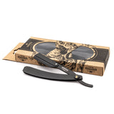 Cut Throat Razor - The Jolly Roger Black - Stainless Steel Barbarossa Brothers