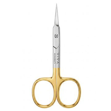 Viva Instruments 9.5cm Curved Cuticle Scissors Half Gold Finish