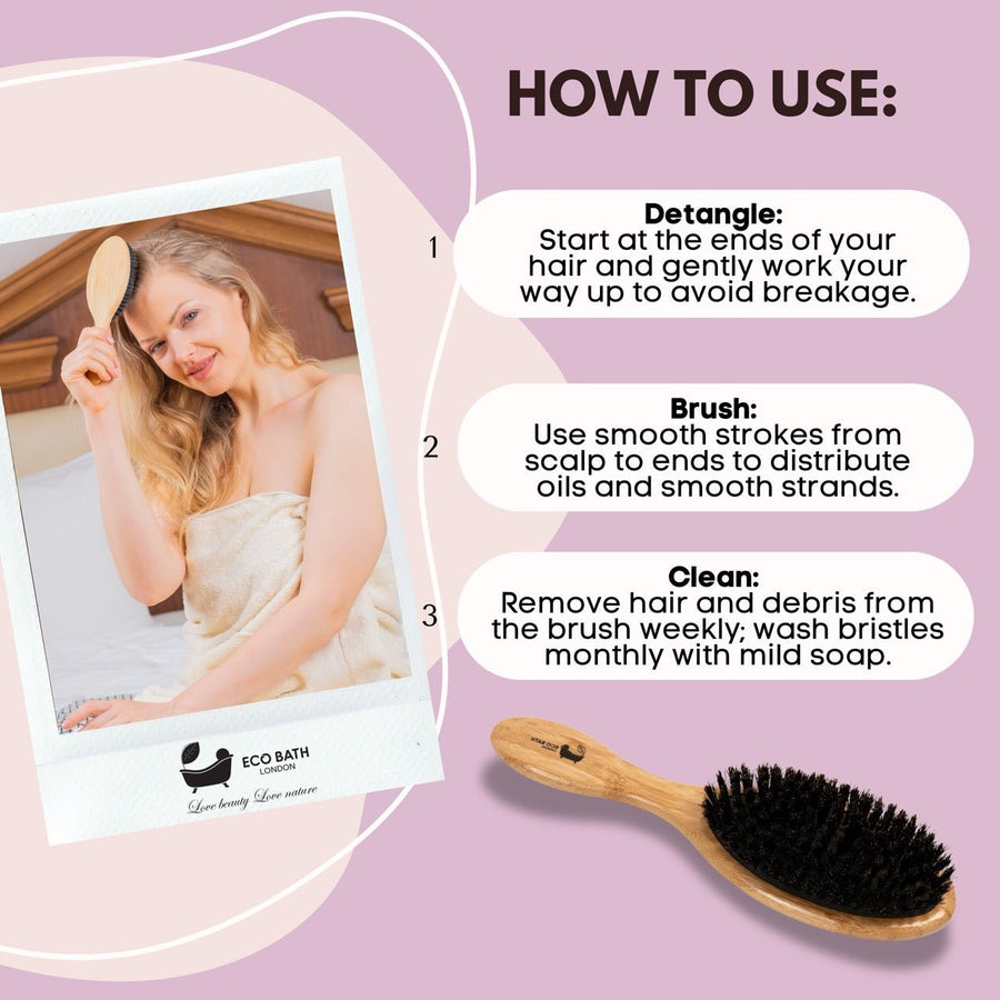 Eco Bath London Bamboo Hair Brush with Boar Bristles