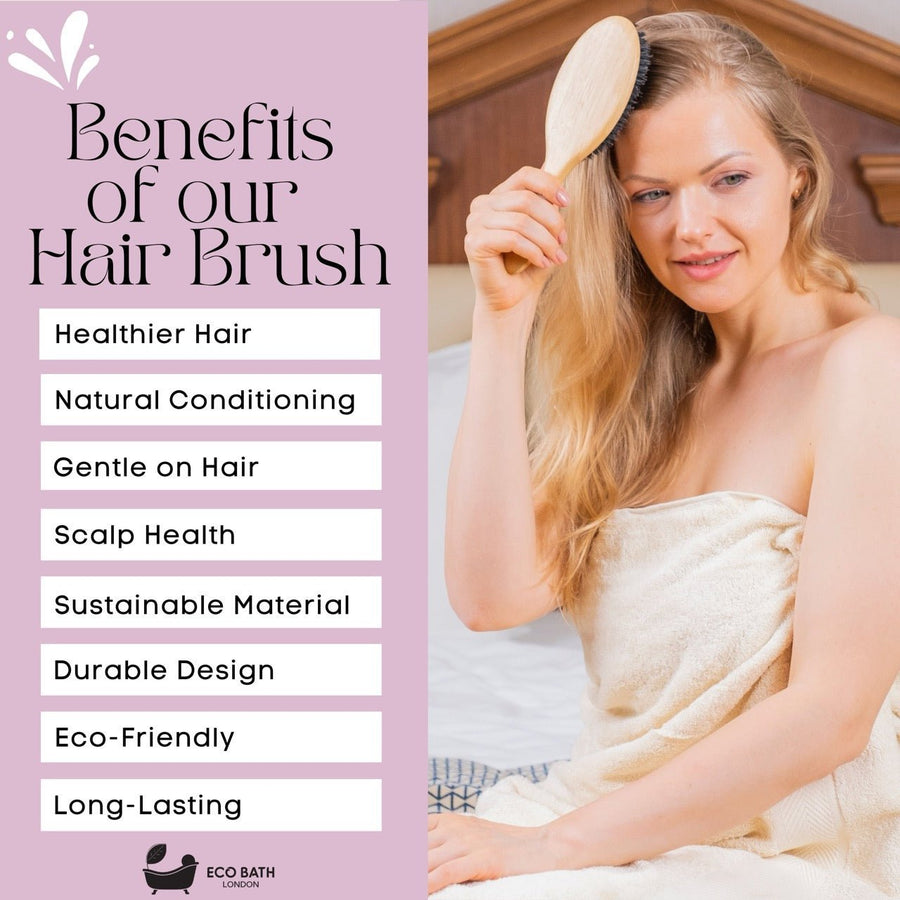 Eco Bath London Bamboo Hair Brush with Boar Bristles