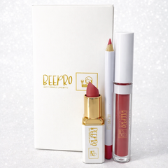 BeePro 3-Piece Lip Kit with Liner, Bullet Lipstick and Liquid Lipstick