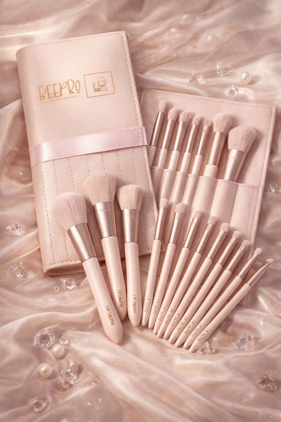BeePro Signature Luxe 11-Piece Professional Makeup Brush Set with Pouch
