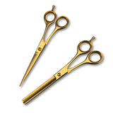 Viva Instruments 6.5” Gold Haircut & Thinning Scissors Set