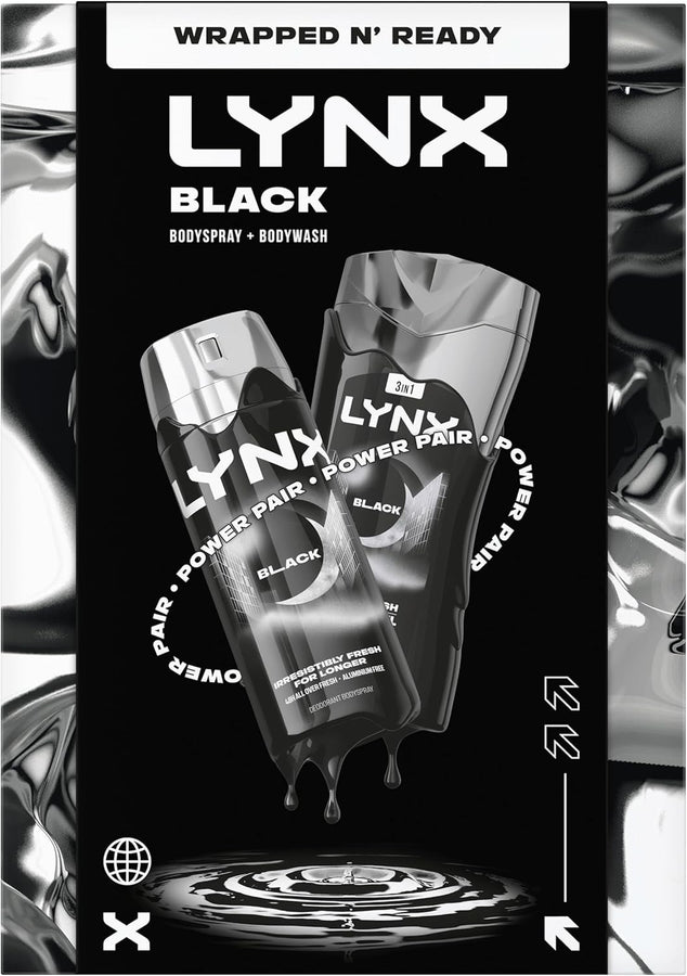 Lynx Black Duo Gift Set Body Spray 150ml + Body Wash 225ml