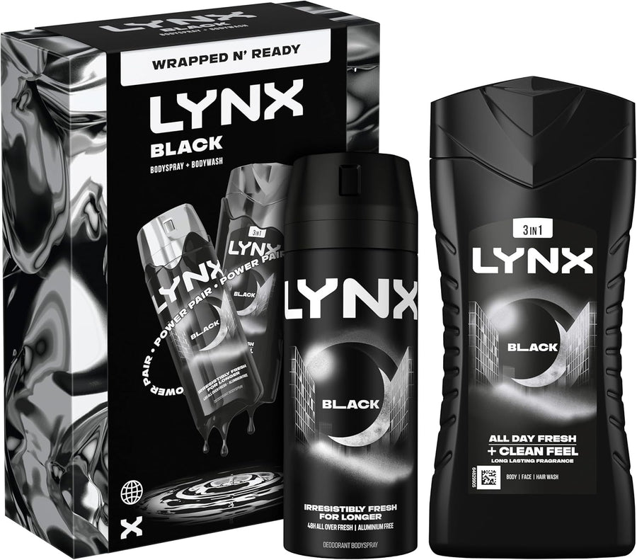 Lynx Black Duo Gift Set Body Spray 150ml + Body Wash 225ml