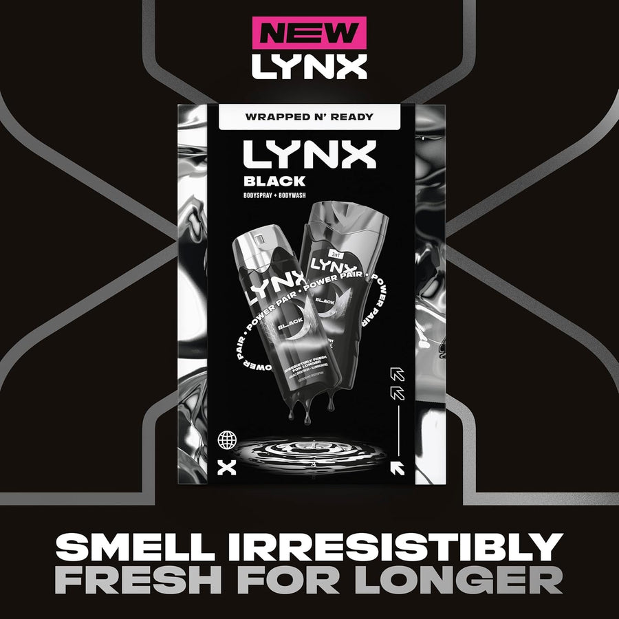 Lynx Black Duo Gift Set Body Spray 150ml + Body Wash 225ml