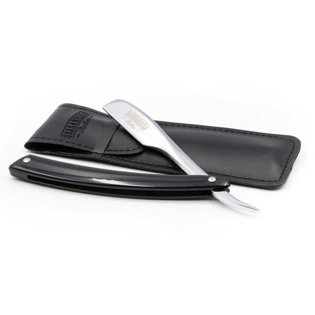 Japanese Kamisori Cut Throat Razor - Foldable - in Jet Black