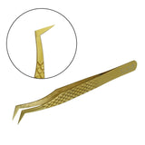 VIVA Instruments 45 Degree Eyelash Tweezer Gold