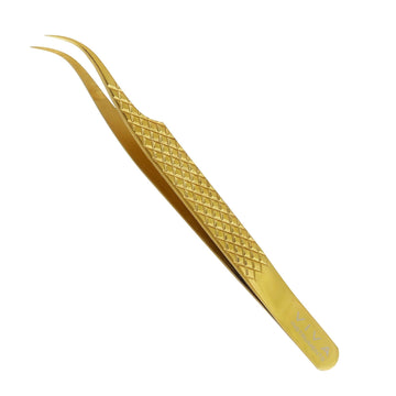 VIVA Instruments Curved Lash Tweezer Gold