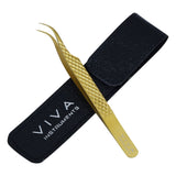 VIVA Instruments Curved Lash Tweezer Gold