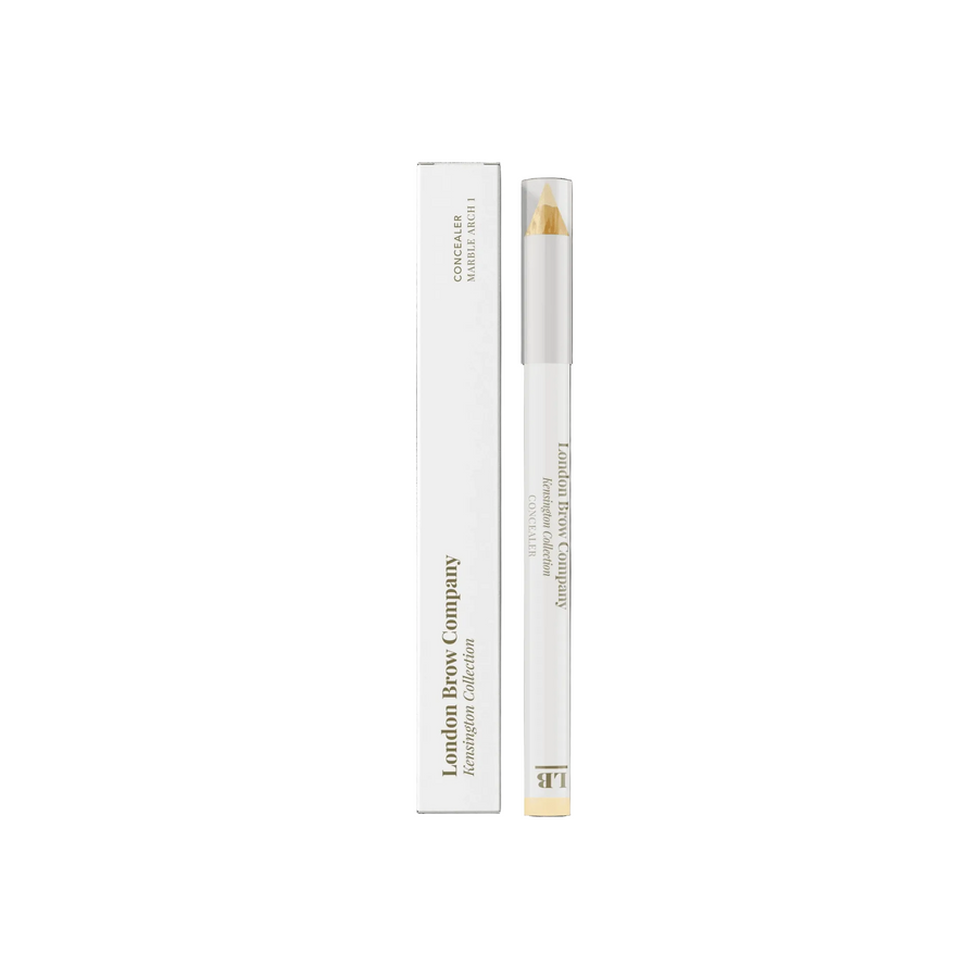 Eyebrow pencil with packaging on a white background