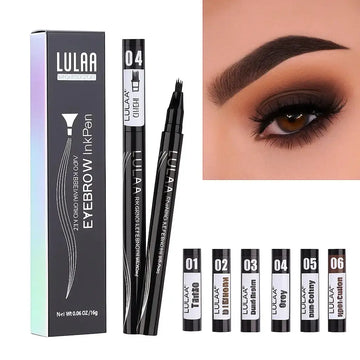 Lulaa waterproof 4-fork microblading eyebrow pen with packaging and colour options