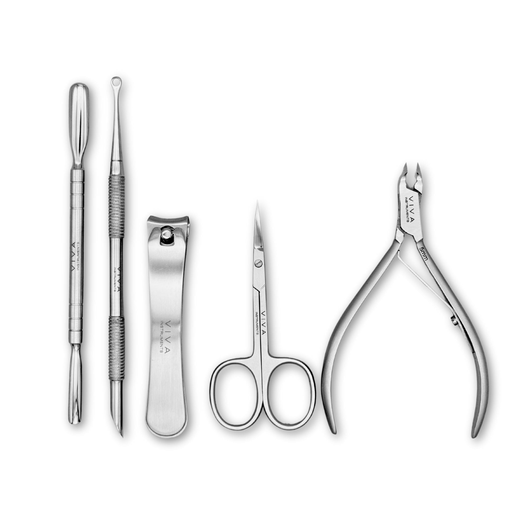 Silver Manicure Nail Tool Kit - 5 Pieces