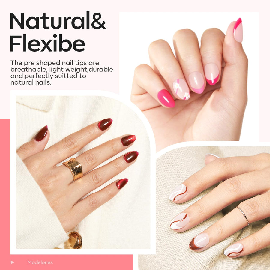 Modelones 9-in-1 nail glue gel included in almond kit