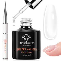 Modelones 7-in-1 Clear Builder Gel 15ml with 9mm Brush