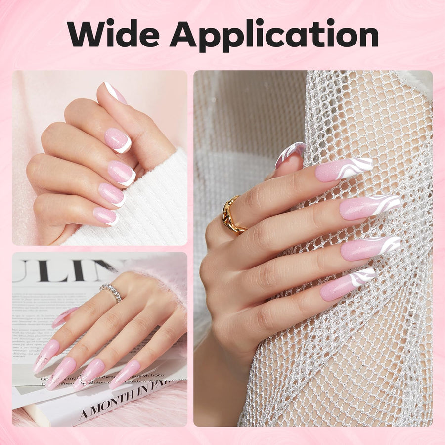 Modelones nude pink builder gel curing under an LED lamp