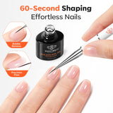 Modelones clear builder gel curing under an LED nail lamp