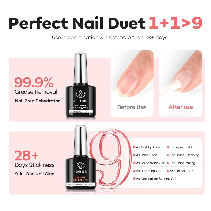 Modelones nail dehydrator included in almond tips kit