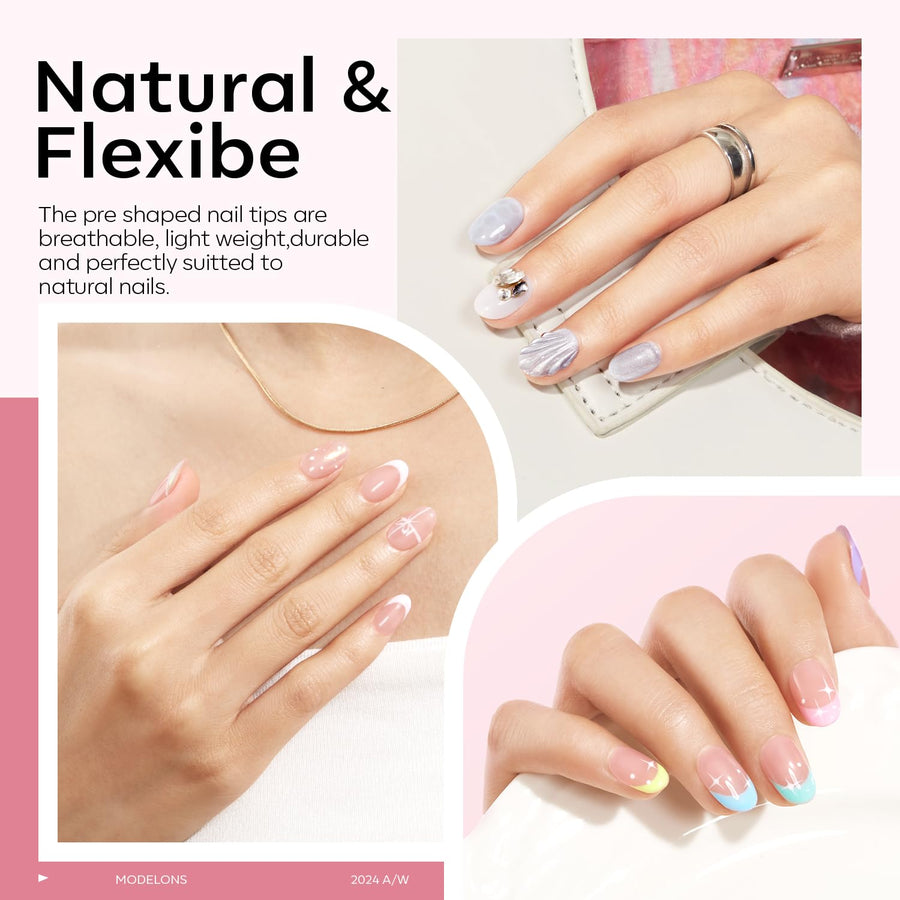 Modelones nail dehydrator included in short oval tips kit