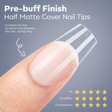 Modelones short coffin full-cover nail tips with half-matte contact area