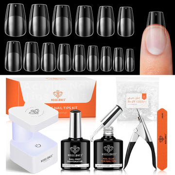 Modelones 510-piece short coffin nail tips kit contents