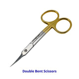 Cuticle Nail Scissors - 9.5cm Double Bent Gold