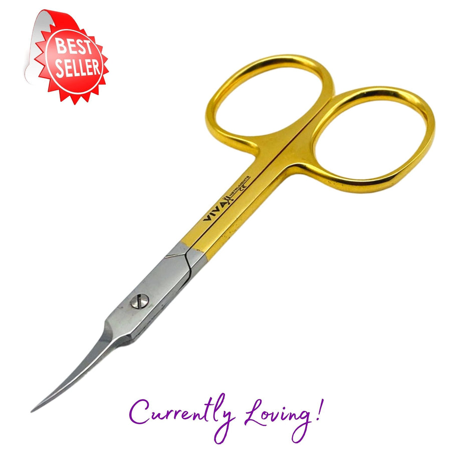 Viva Instruments 9.5cm Curved Cuticle Scissors Half Gold Finish
