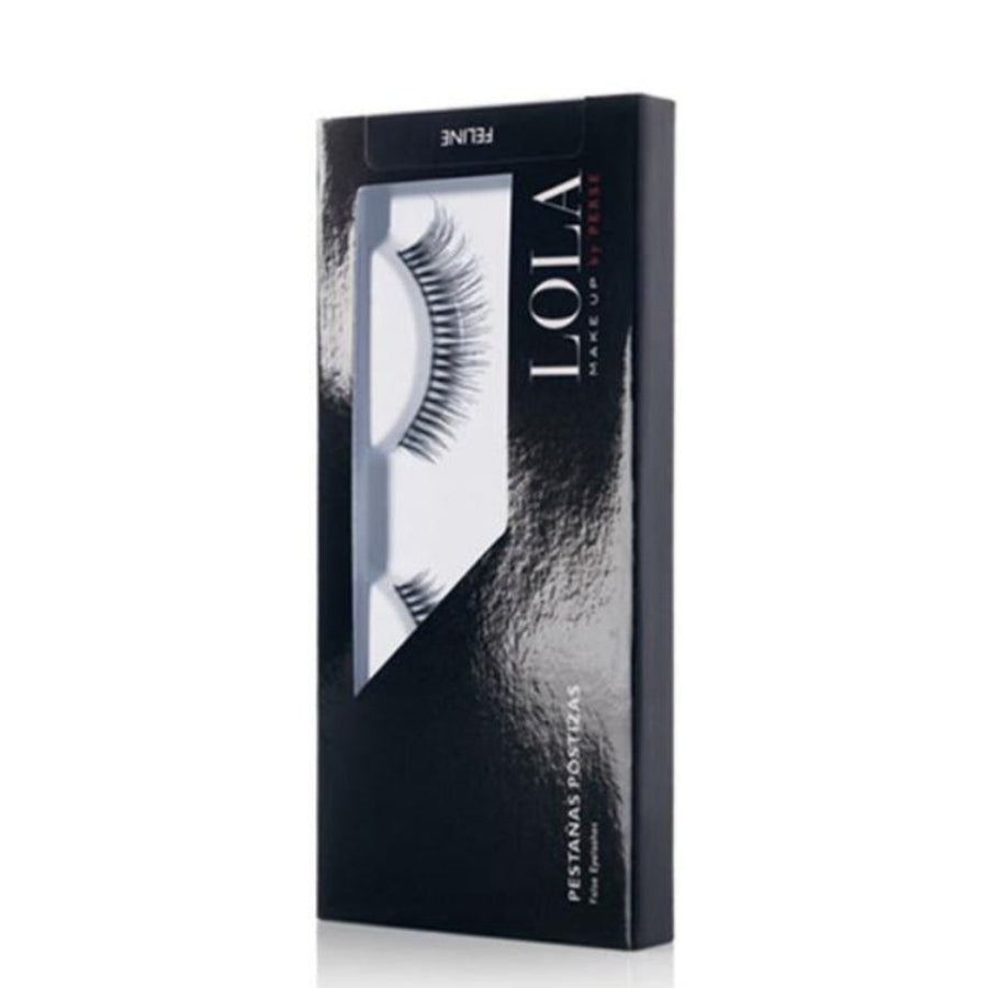 Black box packaging of LOLA false eyelashes on a white background