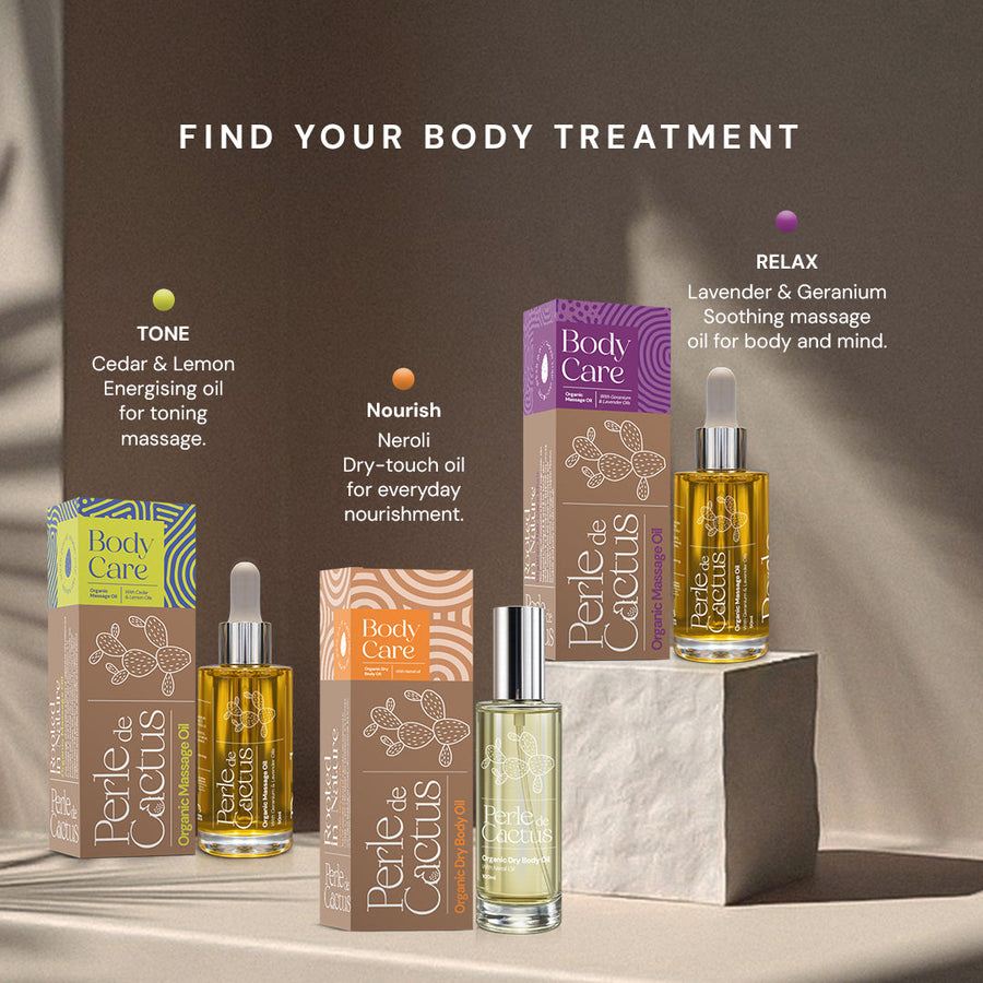 Perle de Cactus Organic Massage Oil - Cedar & Lemon