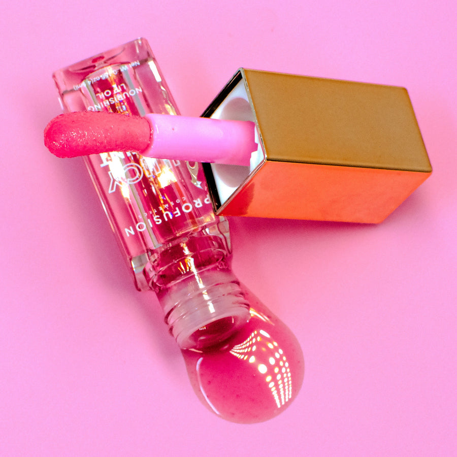 Profusion Juicy Lip Oil Tint Blissful Berry application look