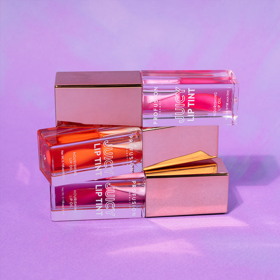 Profusion Juicy Lip Oil Tint Blissful Berry makeup look