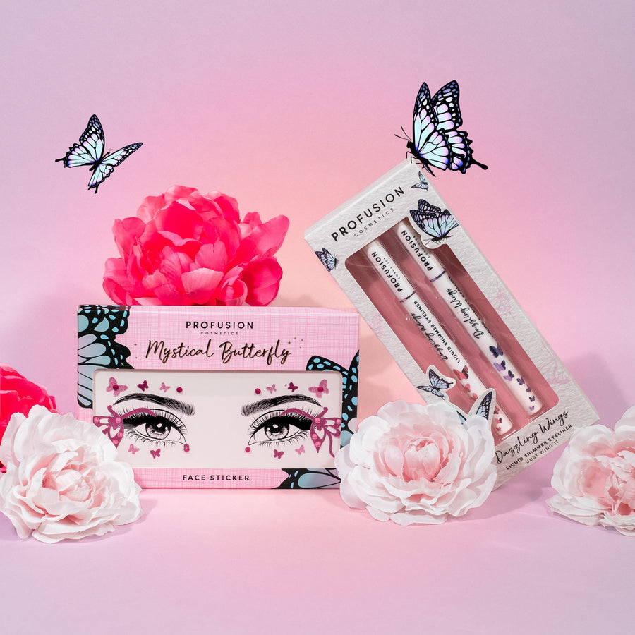 Profusion Mystical Butterfly Face Stickers makeup look
