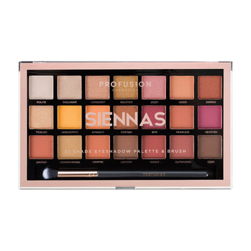 Profusion Siennas 21 Shade Eyeshadow Palette with brush closed