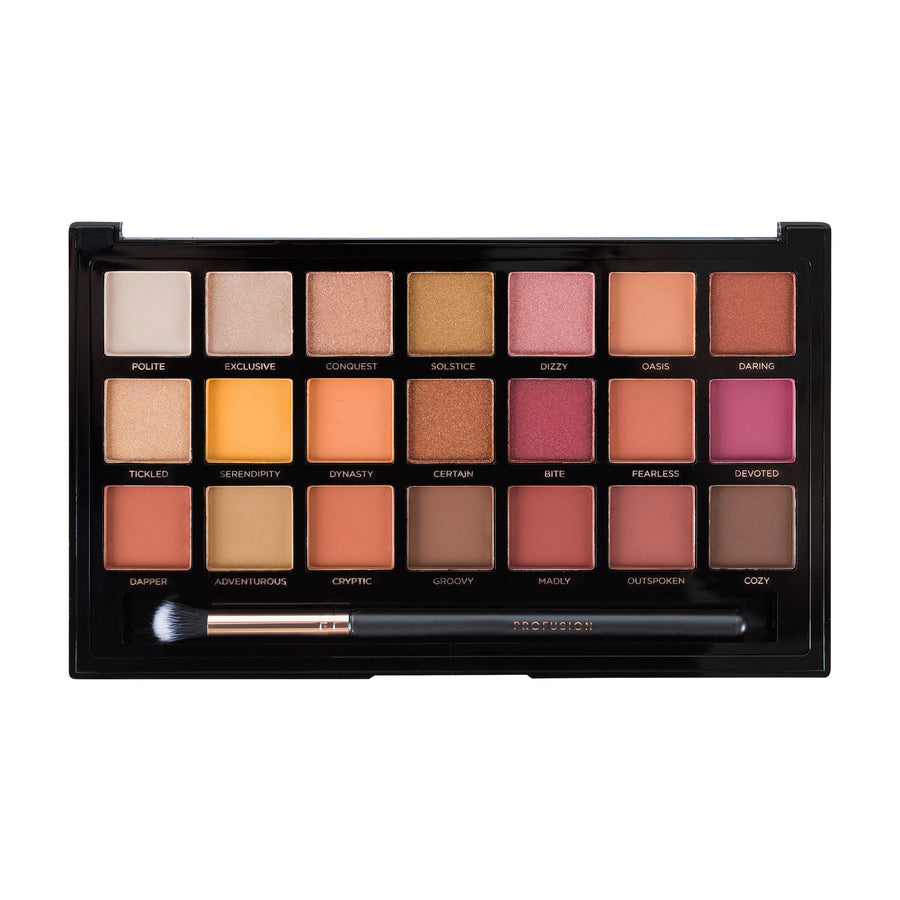 Profusion Siennas 21 Shade Eyeshadow Palette with brush open
