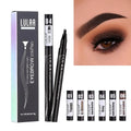 Lulaa eyebrow ink pen with packaging and color options displayed.