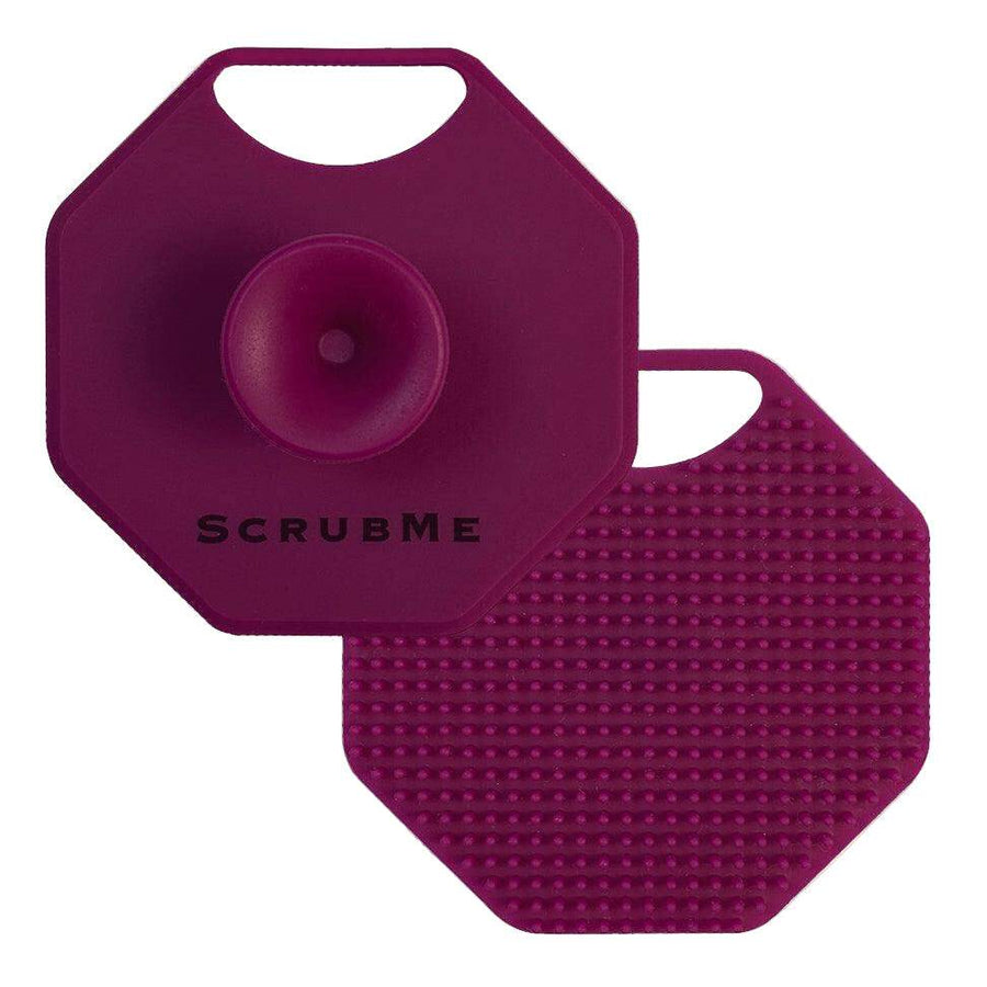 ScrubMeFace Passionate Purple facial cleansing brush front and back