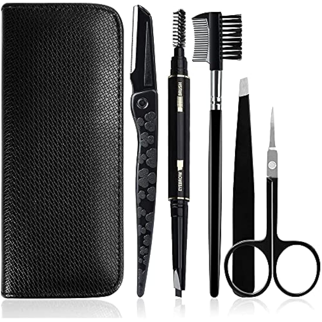 Gibot 5-Piece Stainless Steel Eyebrow Grooming Kit – Black