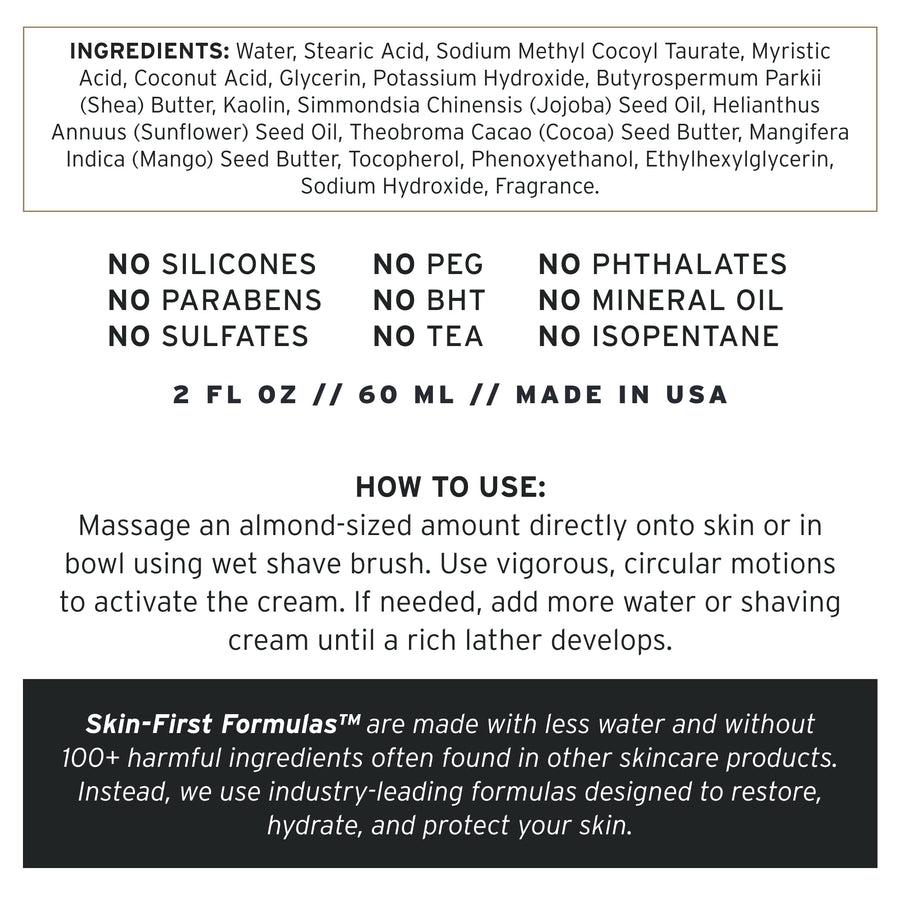 SUPPLY Ultra Lather Shaving Cream Fragrance Free – Hypoallergenic for Men, 3.4 oz Jar